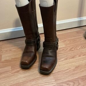 Frye Belted Harness Boots Brown 7.5